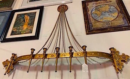 Gold 1969 Spanish Regency Revival Syroco 7 Candleholder Wall Sconce