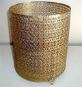 Hollywood Regency Footed Gold Tone Filigree Waste Basket