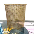 Hollywood Regency Gold Mesh Footed Wastebasket
