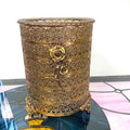 Hollywood Regency Gold Ormolu Filigree Footed Wastebasket