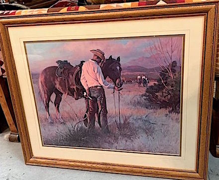 Vintage 1990s "Cowboy in The Range" Framed