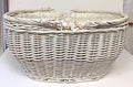 Vintage White Wicker Shopping Carry Basket