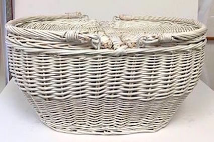 Vintage White Wicker Shopping Carry Basket