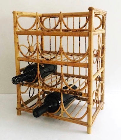 Vintage Rattan Wicker Wine Rack – Tabletop